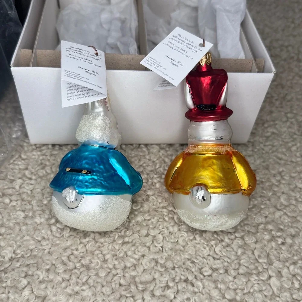 1996 Christopher Radko Wabbit Wobbles Glass Ornaments Set Rabbit Bunny's in Box